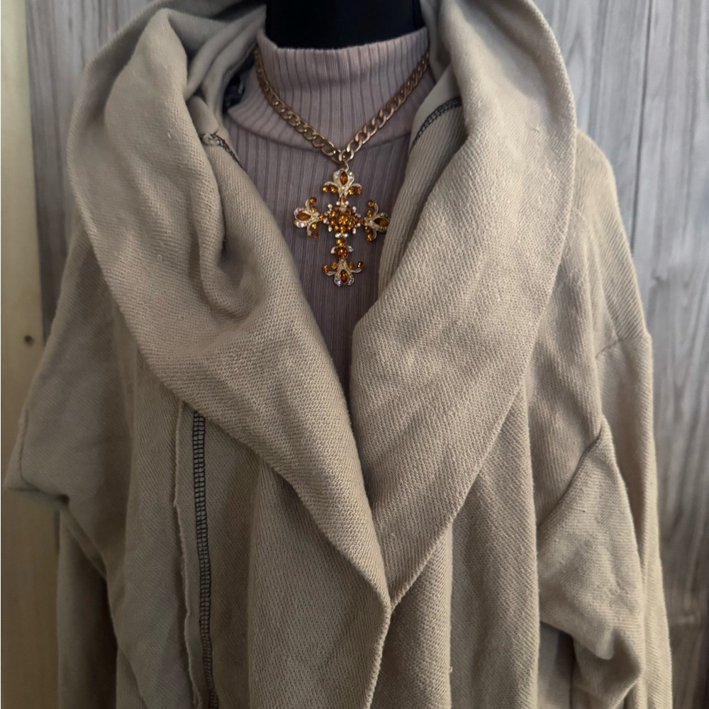 Beige Draped Coat